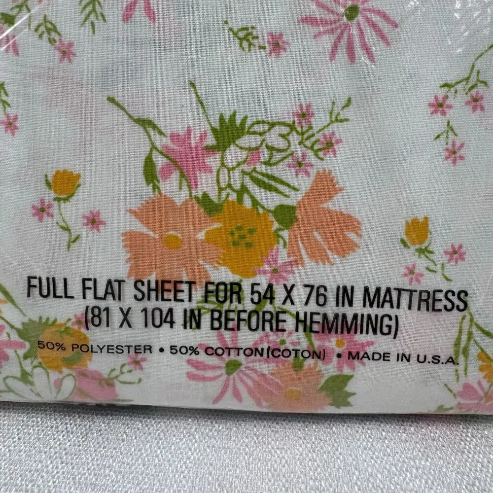 Vintage Cannon Monticello Floral Full Size Sheets Flat And Fitted Sheet 54 X 76